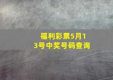 福利彩票5月13号中奖号码查询