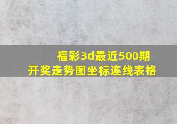 福彩3d最近500期开奖走势图坐标连线表格