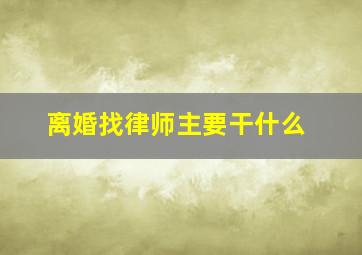 离婚找律师主要干什么