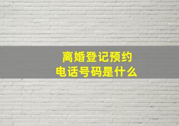 离婚登记预约电话号码是什么