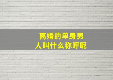 离婚的单身男人叫什么称呼呢