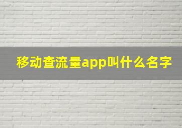 移动查流量app叫什么名字