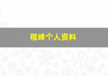 程峰个人资料