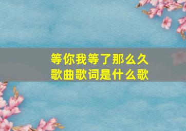 等你我等了那么久歌曲歌词是什么歌