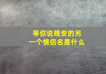 等你说晚安的另一个情侣名是什么