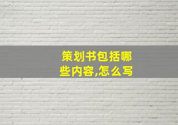 策划书包括哪些内容,怎么写