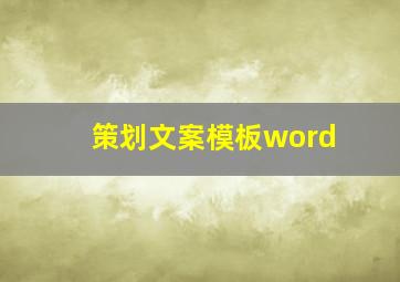 策划文案模板word