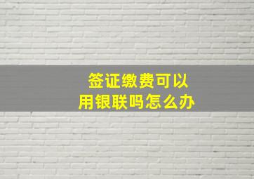 签证缴费可以用银联吗怎么办