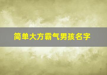 简单大方霸气男孩名字