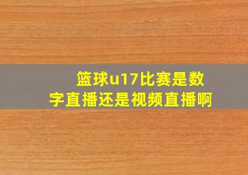 篮球u17比赛是数字直播还是视频直播啊