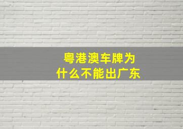 粤港澳车牌为什么不能出广东