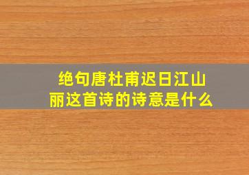 绝句唐杜甫迟日江山丽这首诗的诗意是什么