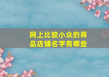 网上比较小众的商品店铺名字有哪些