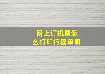 网上订机票怎么打印行程单啊