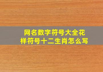 网名数字符号大全花样符号十二生肖怎么写