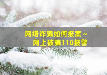 网络诈骗如何报案～网上被骗110报警