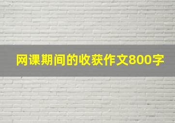 网课期间的收获作文800字