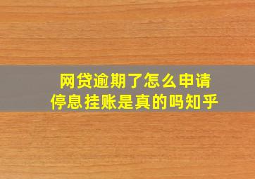 网贷逾期了怎么申请停息挂账是真的吗知乎