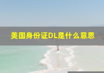 美国身份证DL是什么意思