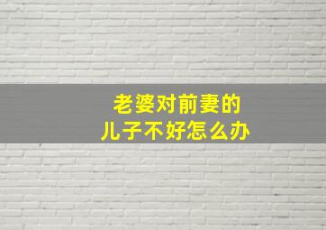 老婆对前妻的儿子不好怎么办