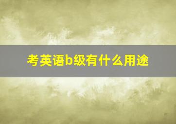 考英语b级有什么用途