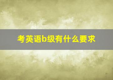 考英语b级有什么要求