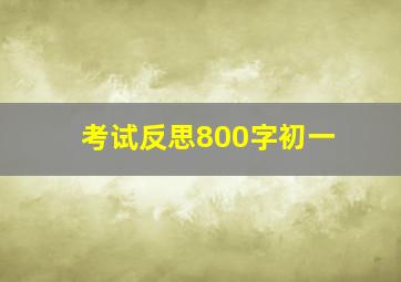 考试反思800字初一