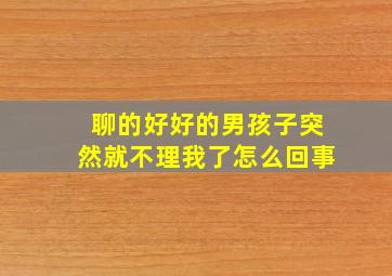 聊的好好的男孩子突然就不理我了怎么回事