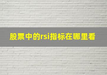 股票中的rsi指标在哪里看