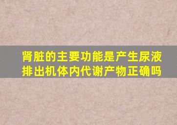 肾脏的主要功能是产生尿液排出机体内代谢产物正确吗