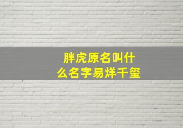 胖虎原名叫什么名字易烊千玺