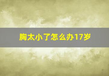 胸太小了怎么办17岁