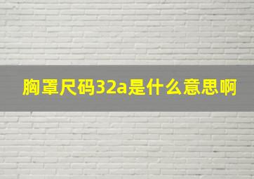 胸罩尺码32a是什么意思啊