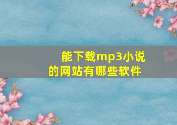 能下载mp3小说的网站有哪些软件