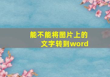 能不能将图片上的文字转到word