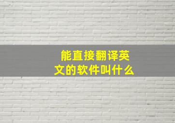 能直接翻译英文的软件叫什么