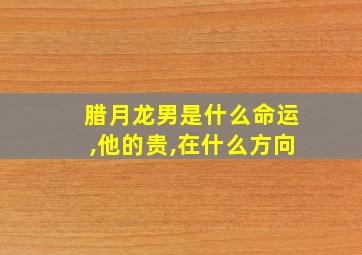 腊月龙男是什么命运,他的贵,在什么方向