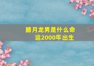 腊月龙男是什么命运2000年出生