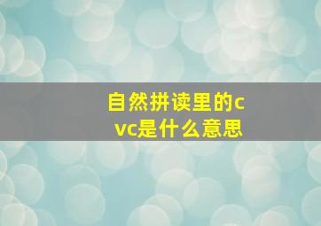 自然拼读里的cvc是什么意思