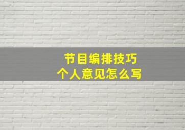 节目编排技巧个人意见怎么写