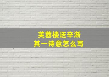 芙蓉楼送辛渐其一诗意怎么写