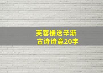 芙蓉楼送辛渐古诗诗意20字