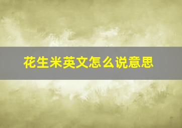 花生米英文怎么说意思