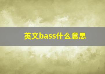 英文bass什么意思