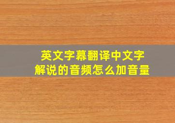 英文字幕翻译中文字解说的音频怎么加音量