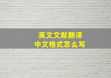 英文文献翻译中文格式怎么写