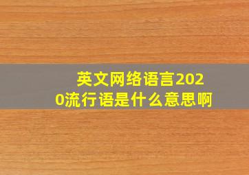 英文网络语言2020流行语是什么意思啊