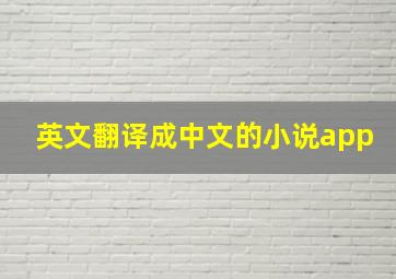 英文翻译成中文的小说app