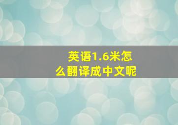 英语1.6米怎么翻译成中文呢