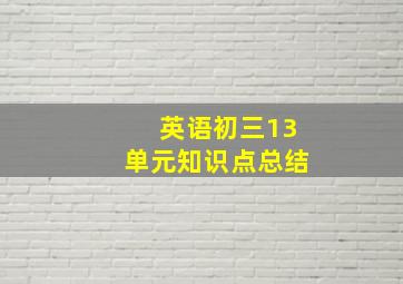 英语初三13单元知识点总结